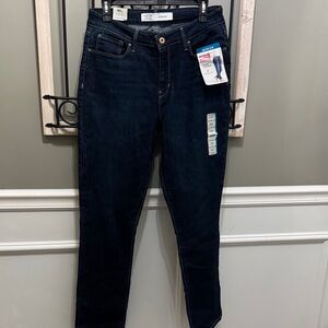Signature by Levi Strauss Women's Deep Indigo Skinny Jeans mid rise slim 12L nwt